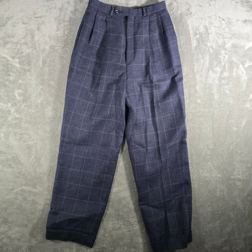 Nordstrom Plaid Wool Pants Pleated Dress Career Made‎ in Canada Mens Size 32